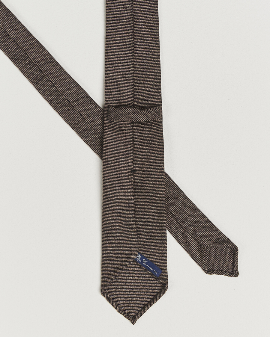 Herr | Slipsar | Finamore Napoli | Wool Twill Tie Brown