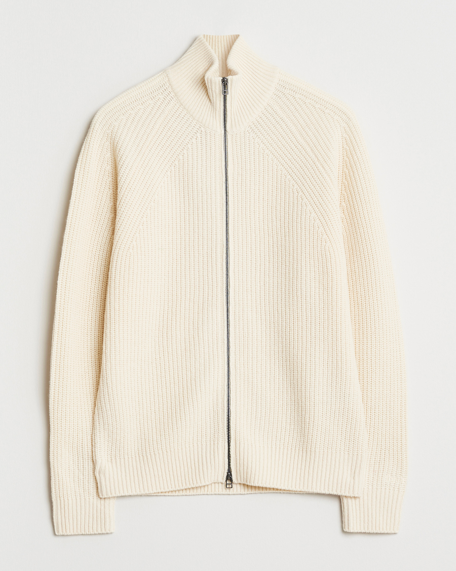 Herr | Tröjor | Forét | Delta Wool Zip Knit Cloud
