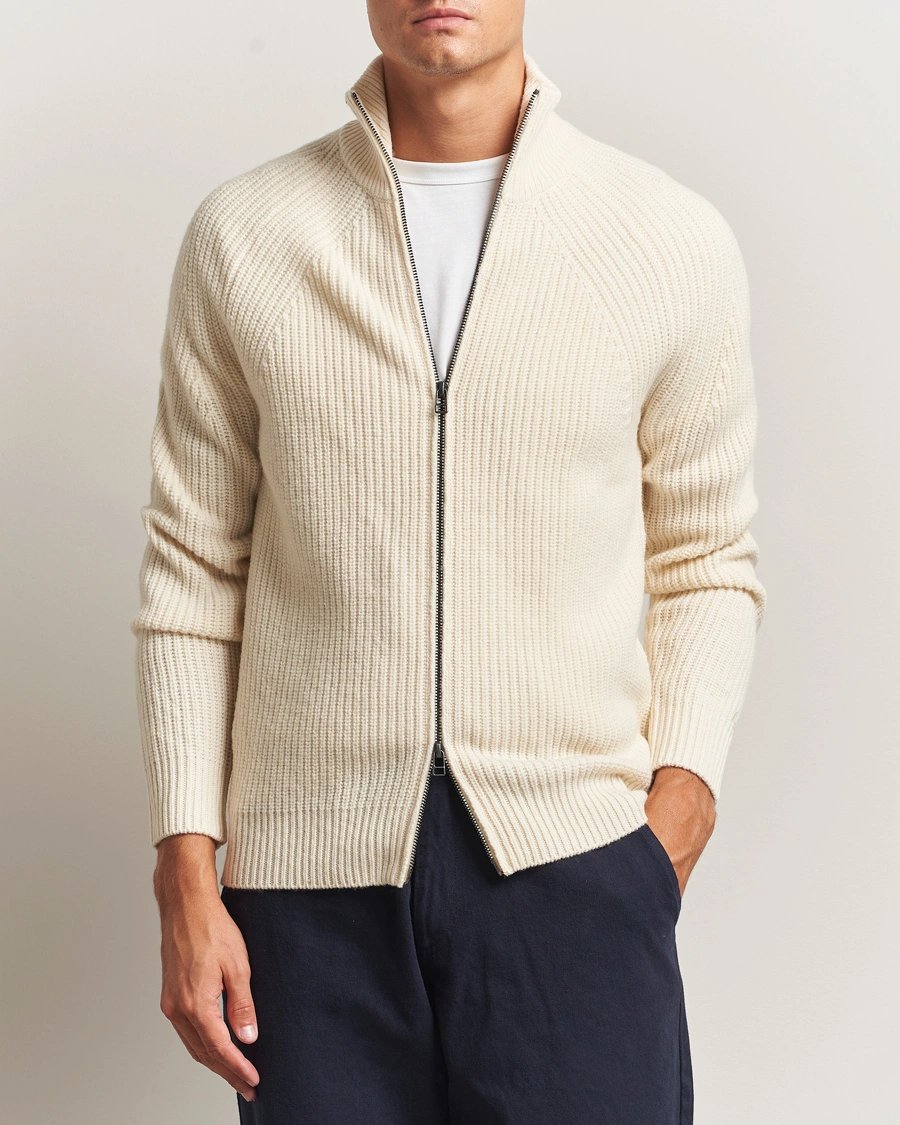 Herr | Tröjor | Forét | Delta Wool Zip Knit Cloud