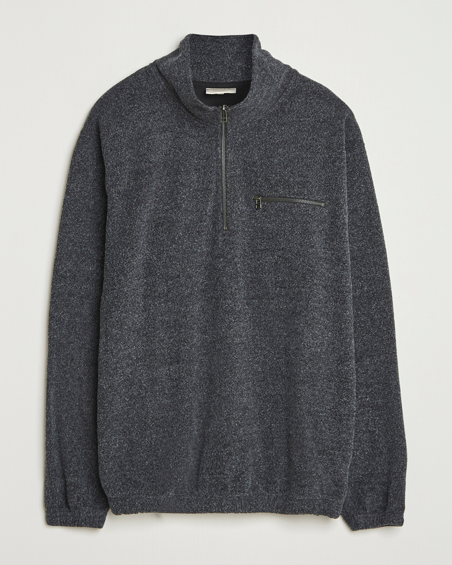 Herr | Tröjor | Forét | Elm Half Zip Sweatshirt Dark Grey Melange