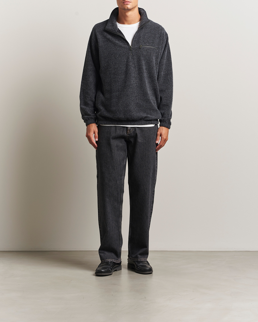 Herr | Tröjor | Forét | Elm Half Zip Sweatshirt Dark Grey Melange