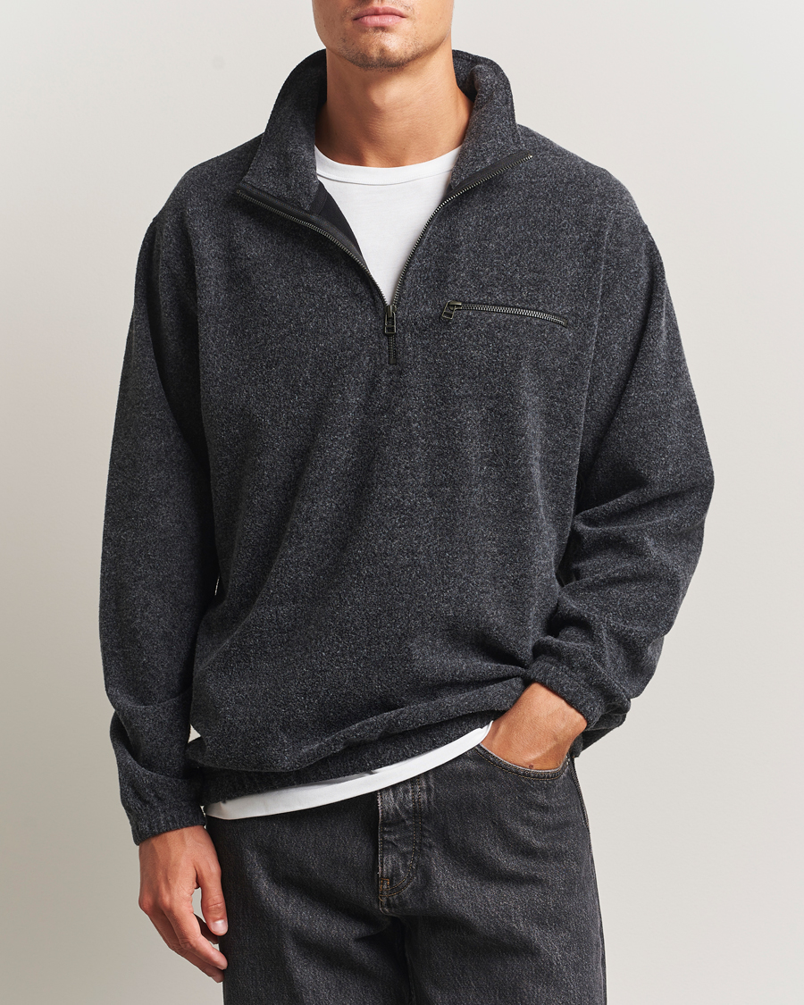 Herr | Tröjor | Forét | Elm Half Zip Sweatshirt Dark Grey Melange