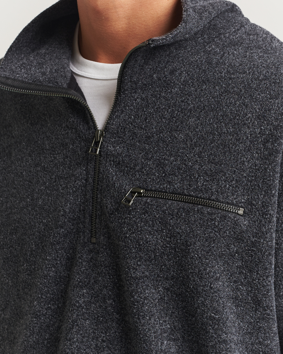 Herr | Tröjor | Forét | Elm Half Zip Sweatshirt Dark Grey Melange