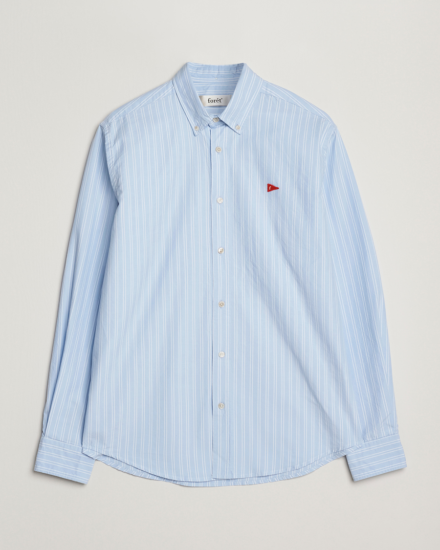 Herr | Skjortor | Forét | Flag Regular Fit Oxford Shirt Light Blue Stripe