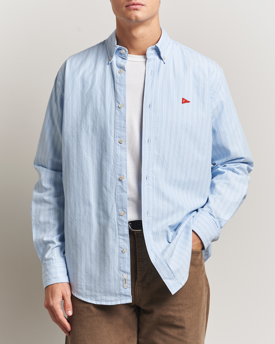 Herr | Skjortor | Forét | Flag Regular Fit Oxford Shirt Light Blue Stripe