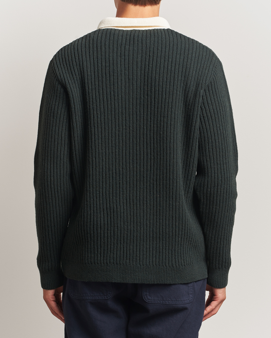 Herr | Tröjor | Forét | Sow Rib Polo Knit Dark Green