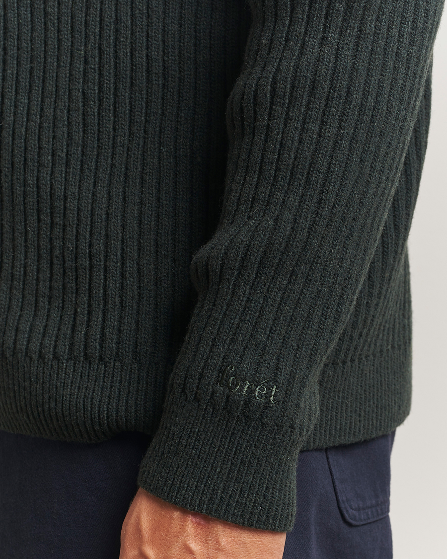 Herr | Tröjor | Forét | Sow Rib Polo Knit Dark Green