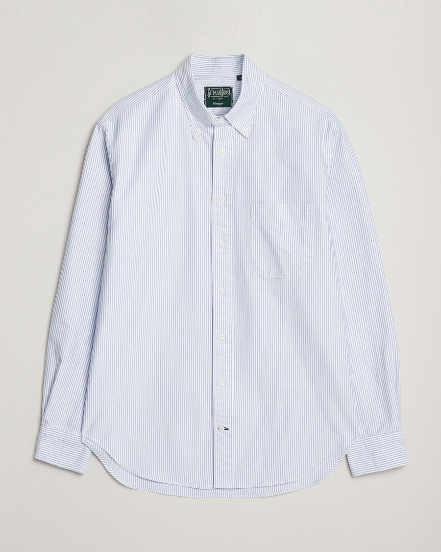 Herr | Skjortor | Gitman Vintage | Oxford Button Down Shirt Light Blue Stripe
