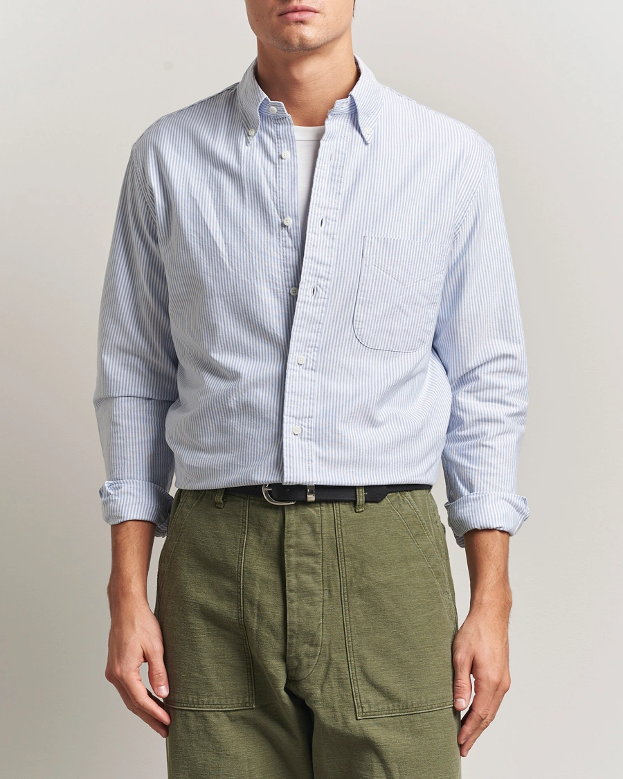 Herr | Skjortor | Gitman Vintage | Oxford Button Down Shirt Light Blue Stripe