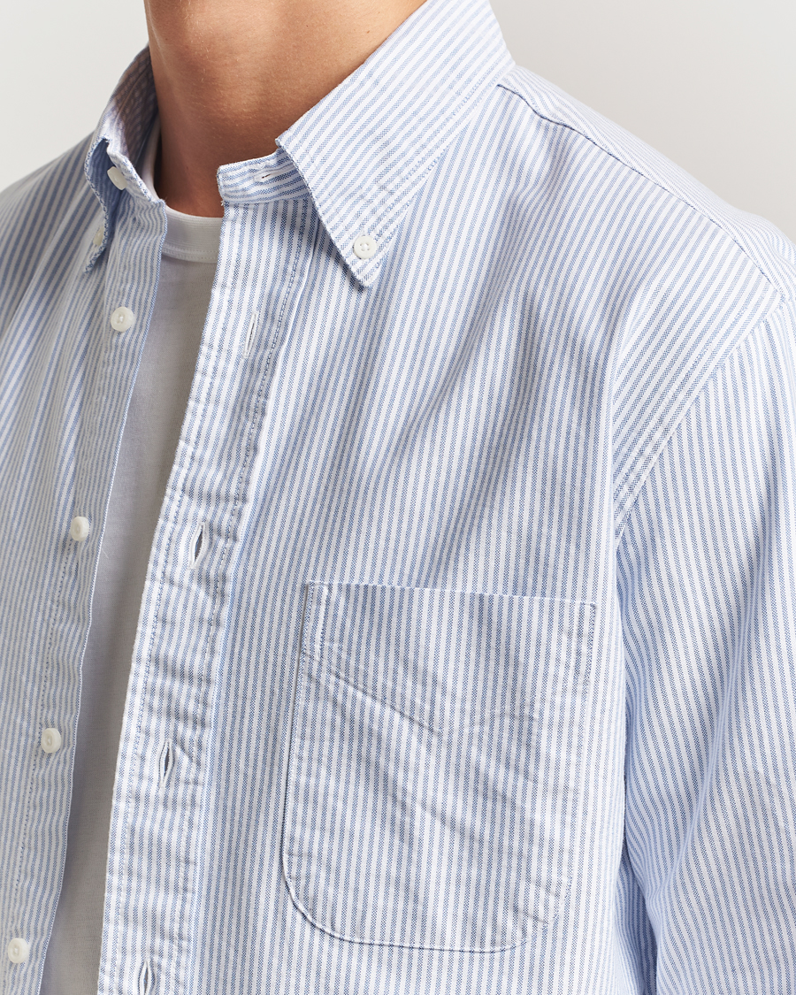 Herr | Skjortor | Gitman Vintage | Oxford Button Down Shirt Light Blue Stripe