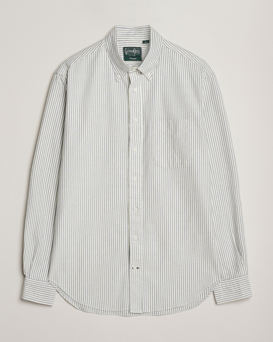 Herr | Skjortor | Gitman Vintage | Brushed Oxford Button Down Shirt Blue Stripe