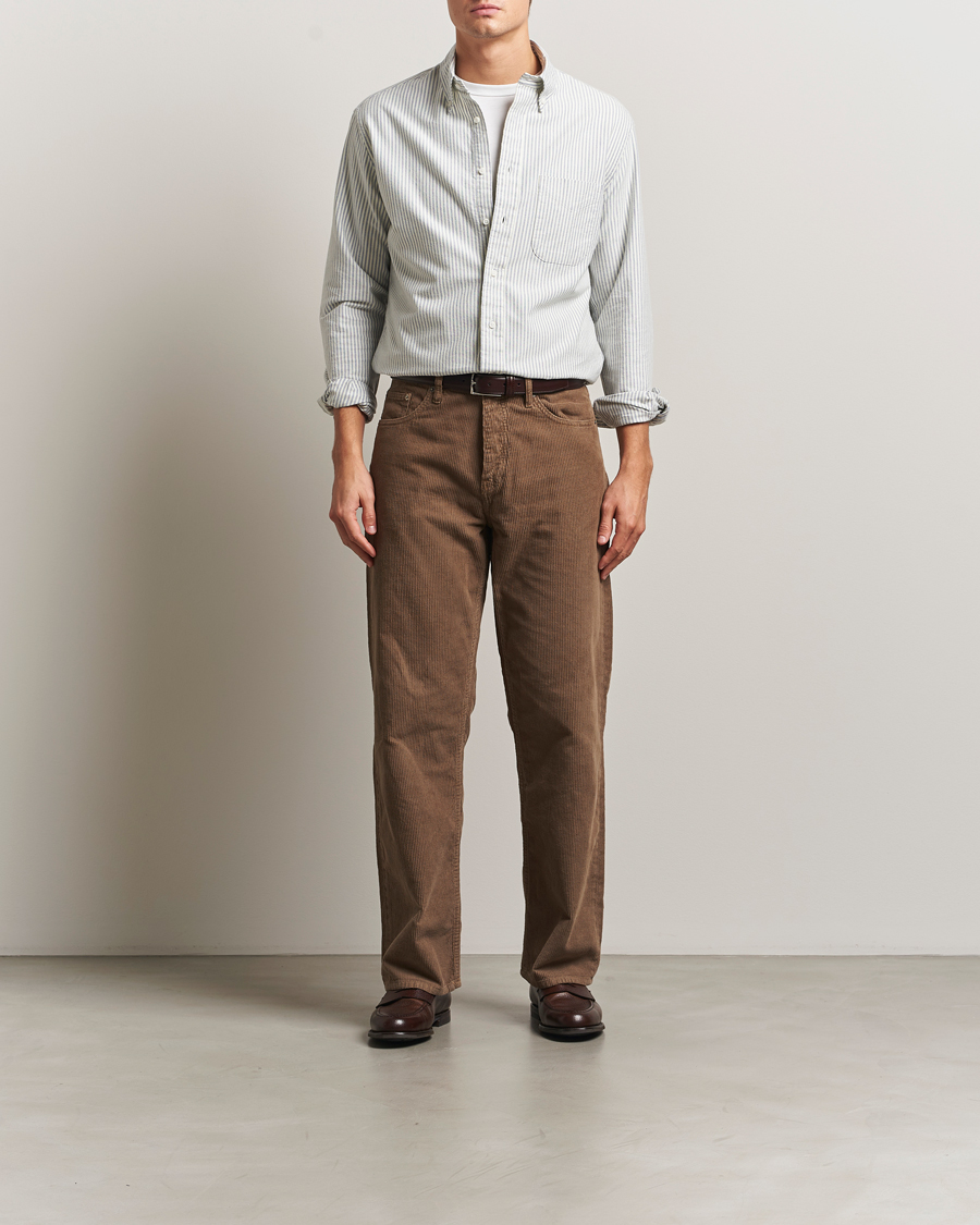 Herr | Skjortor | Gitman Vintage | Brushed Oxford Button Down Shirt Blue Stripe