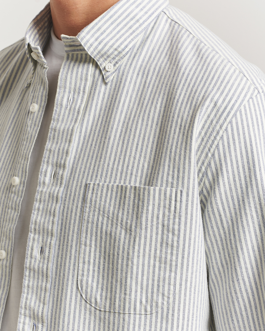 Herr | Skjortor | Gitman Vintage | Brushed Oxford Button Down Shirt Blue Stripe