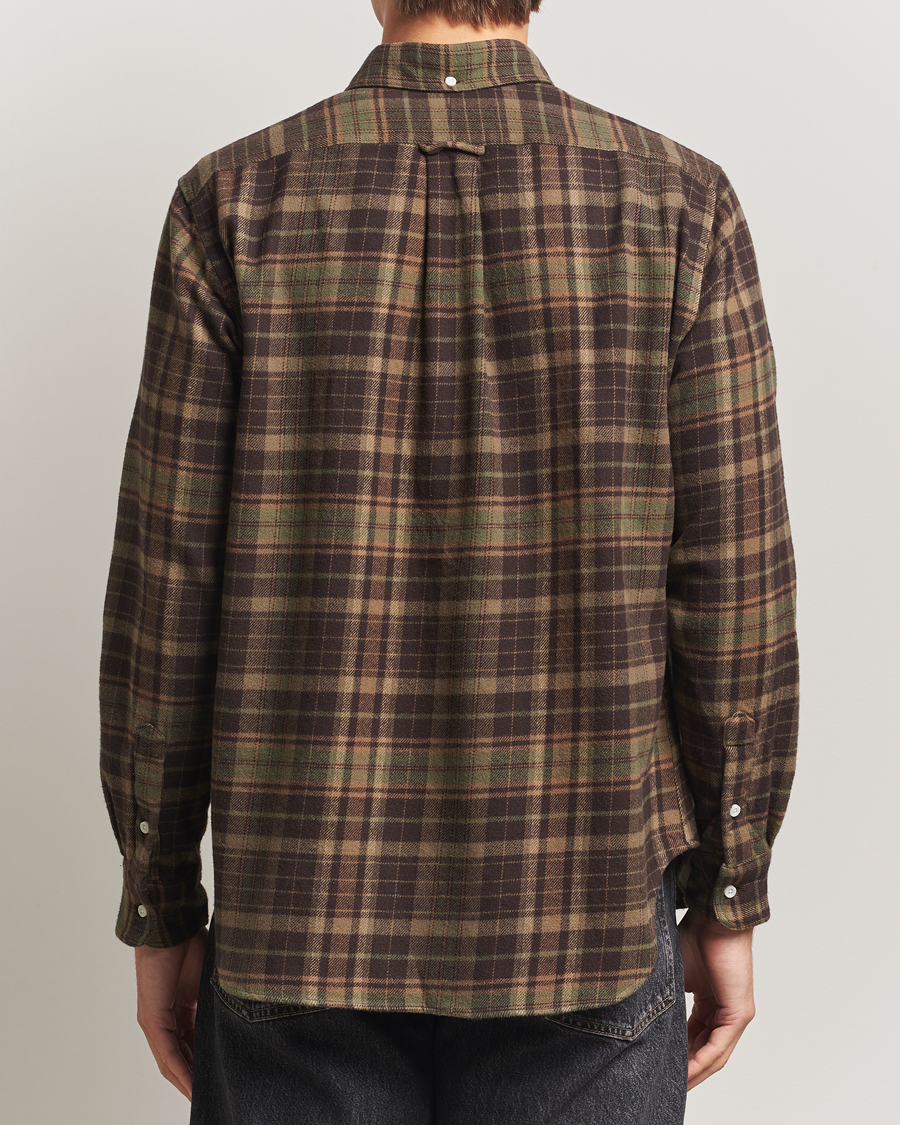 Herr | Skjortor | Gitman Vintage | Brushed Winter Madras Button Down Shirt Brown/Olive