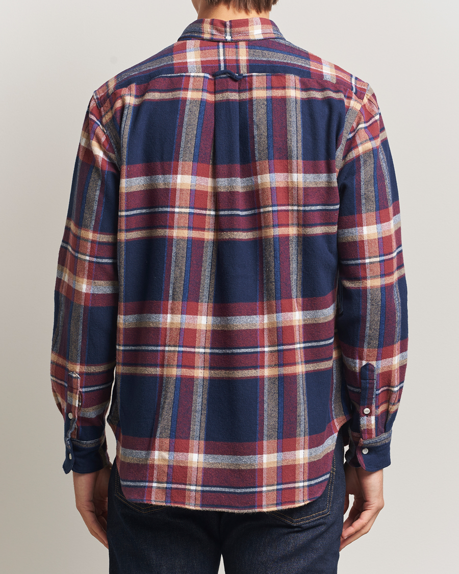 Herr | Skjortor | Gitman Vintage | Brushed Winter Madras Button Down Shirt Rose/Navy