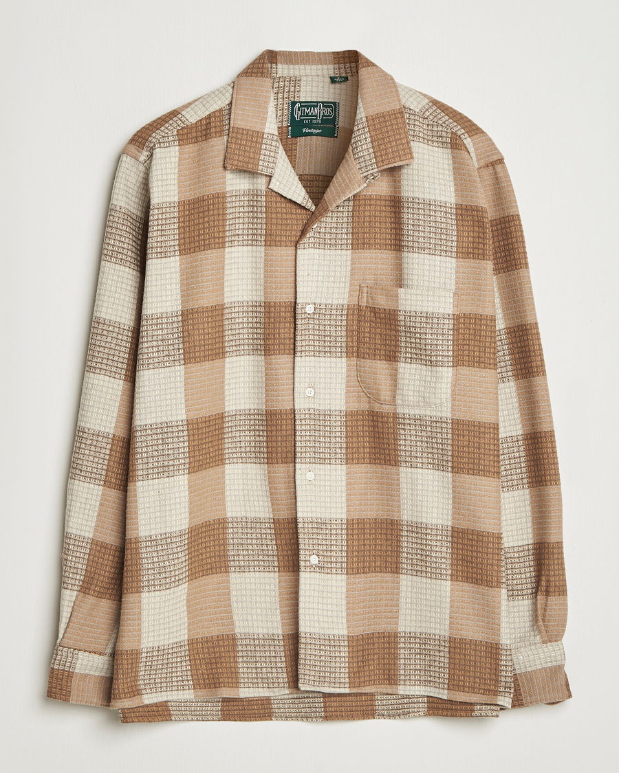 Herr | Skjortor | Gitman Vintage | Brushed Waffle Camp Shirt Brown Check