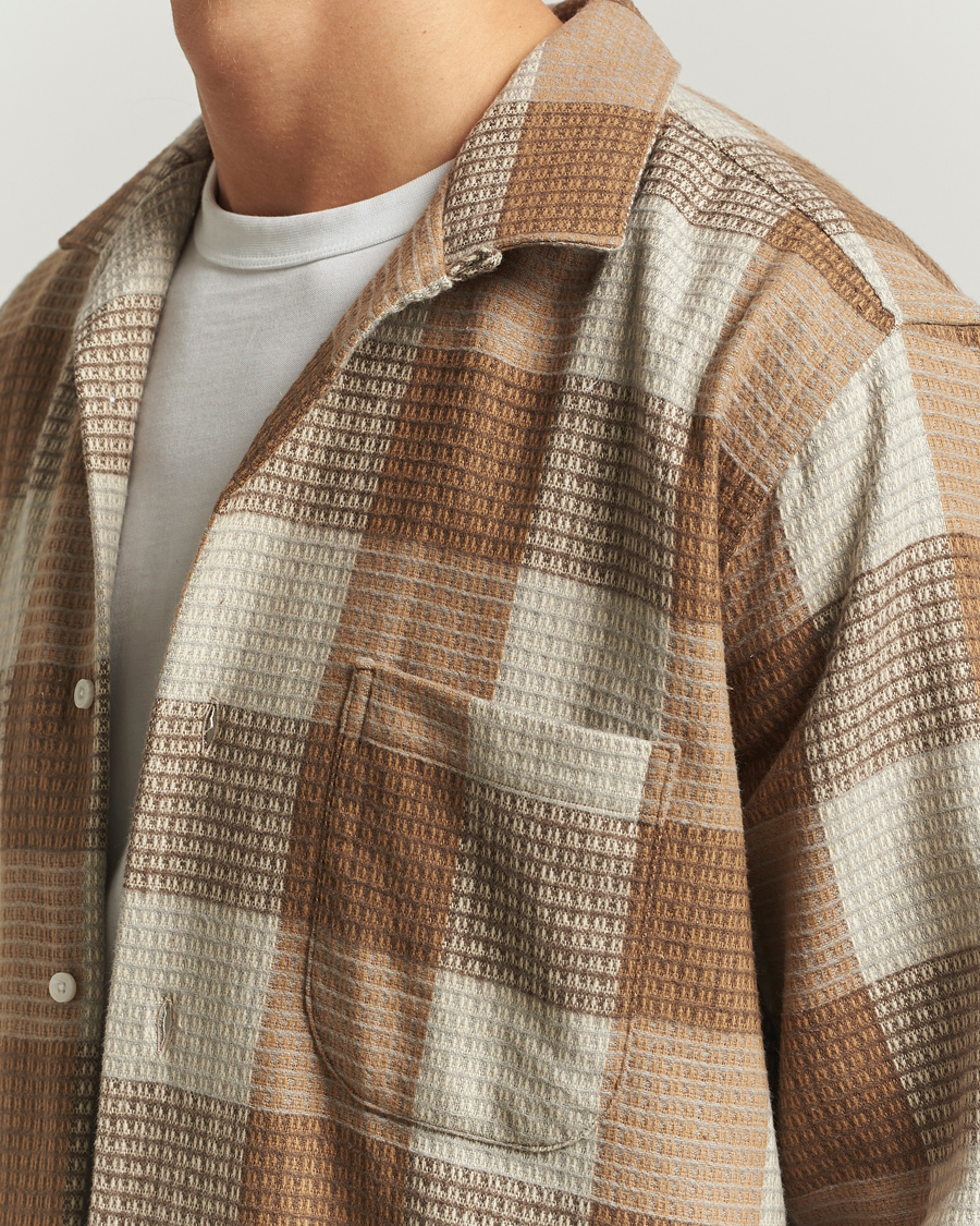 Herr | Skjortor | Gitman Vintage | Brushed Waffle Camp Shirt Brown Check