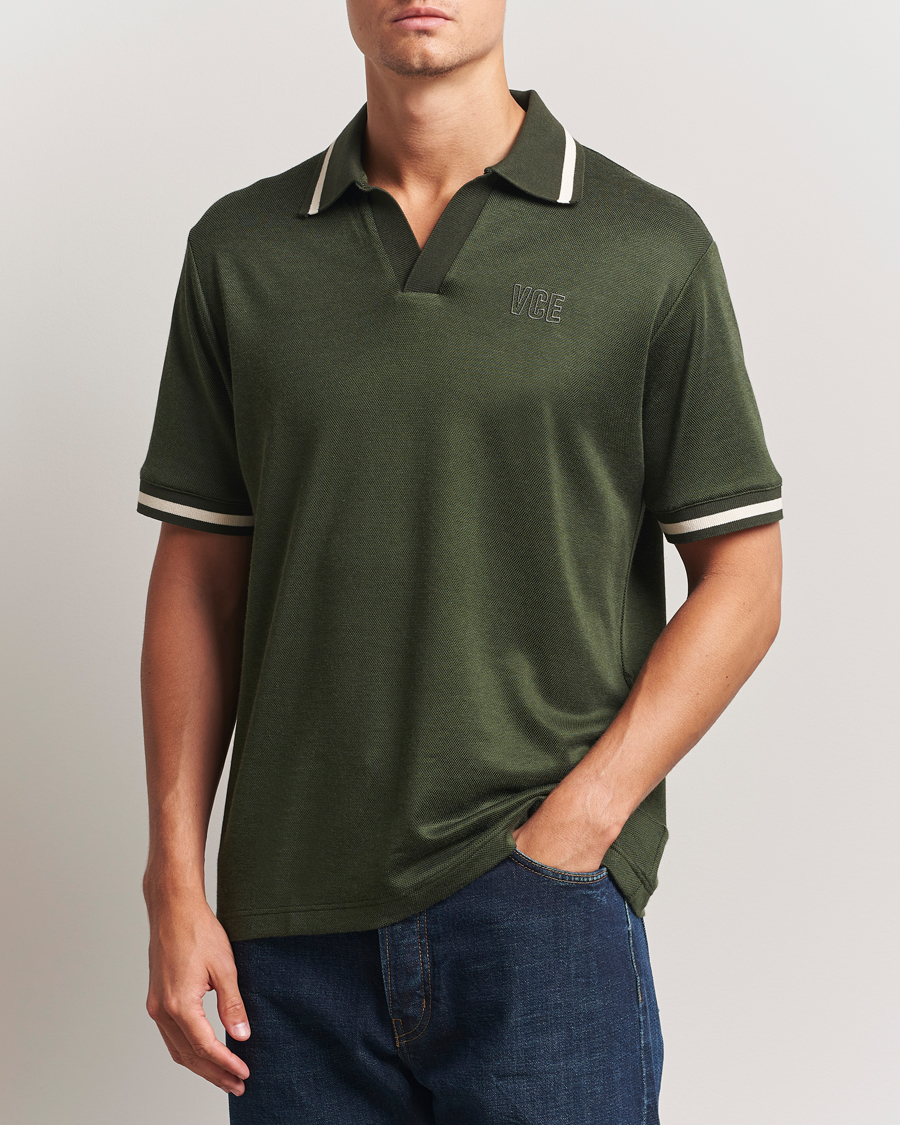 Herr | Pikéer | Golden Goose | Micro Piquet Knit Polo Grape Leaf