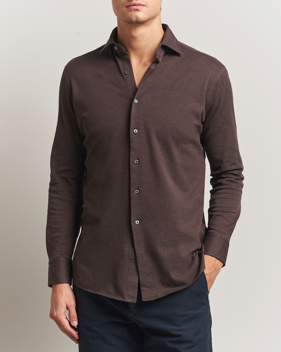 Herr | Skjortor | Grigio | Cotton Jersey Shirt Dark Brown