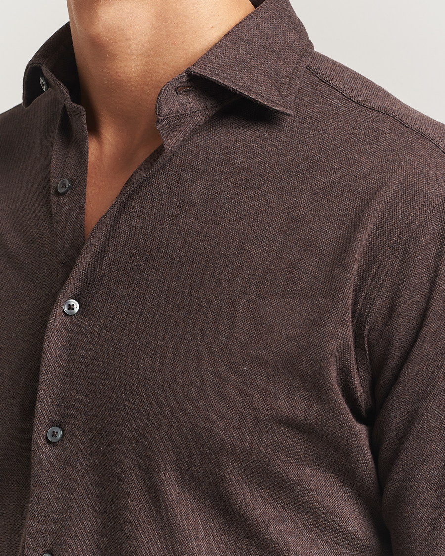 Herr | Skjortor | Grigio | Cotton Jersey Shirt Dark Brown