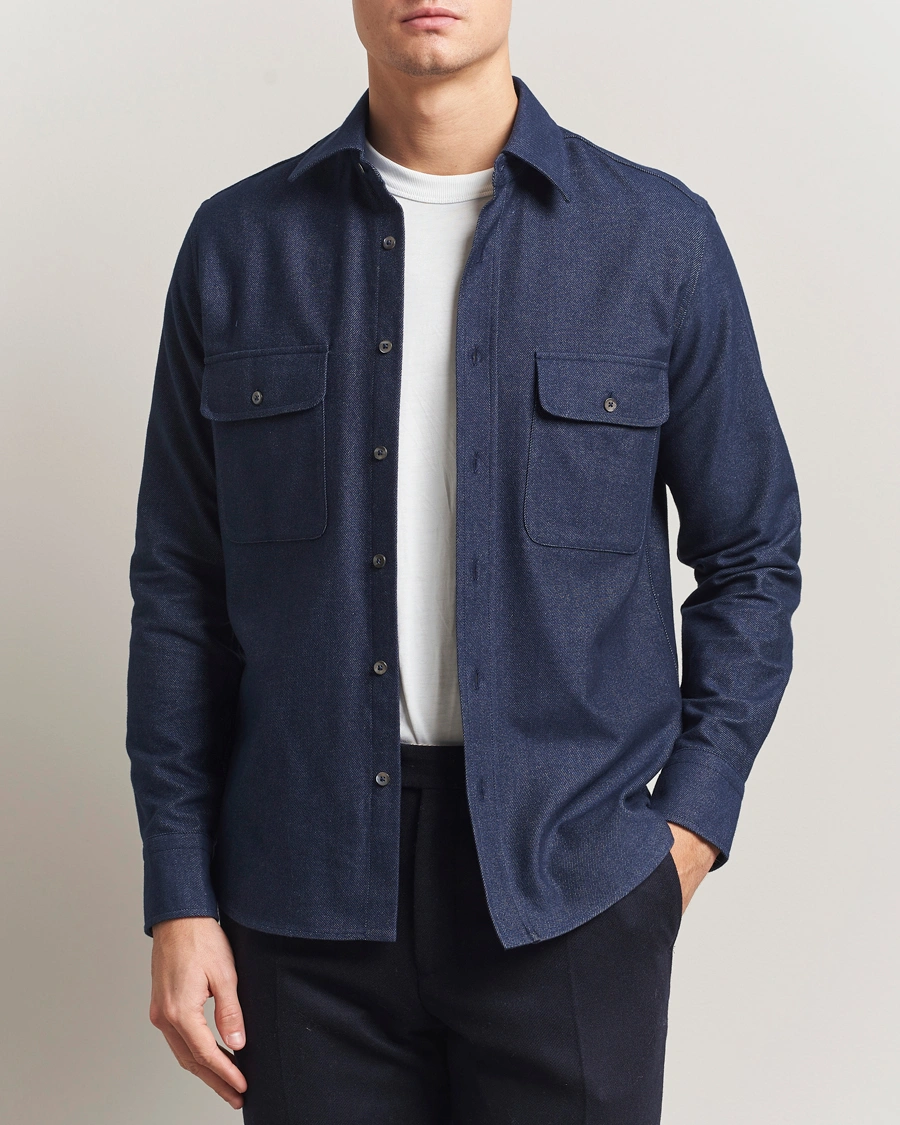 Herr | Skjortor | Grigio | Heavy Twill Overshirt Navy