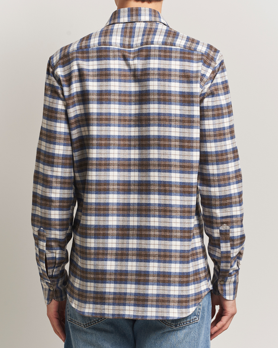 Herr | Skjortor | Grigio | Heavy Flannel Overshirt Blue/Beige Check