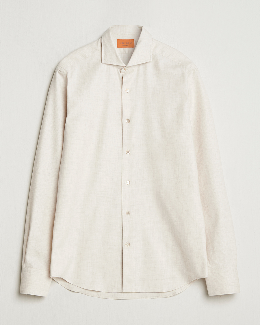 Herr | Skjortor | Grigio | Washed Flannel Shirt Light Beige