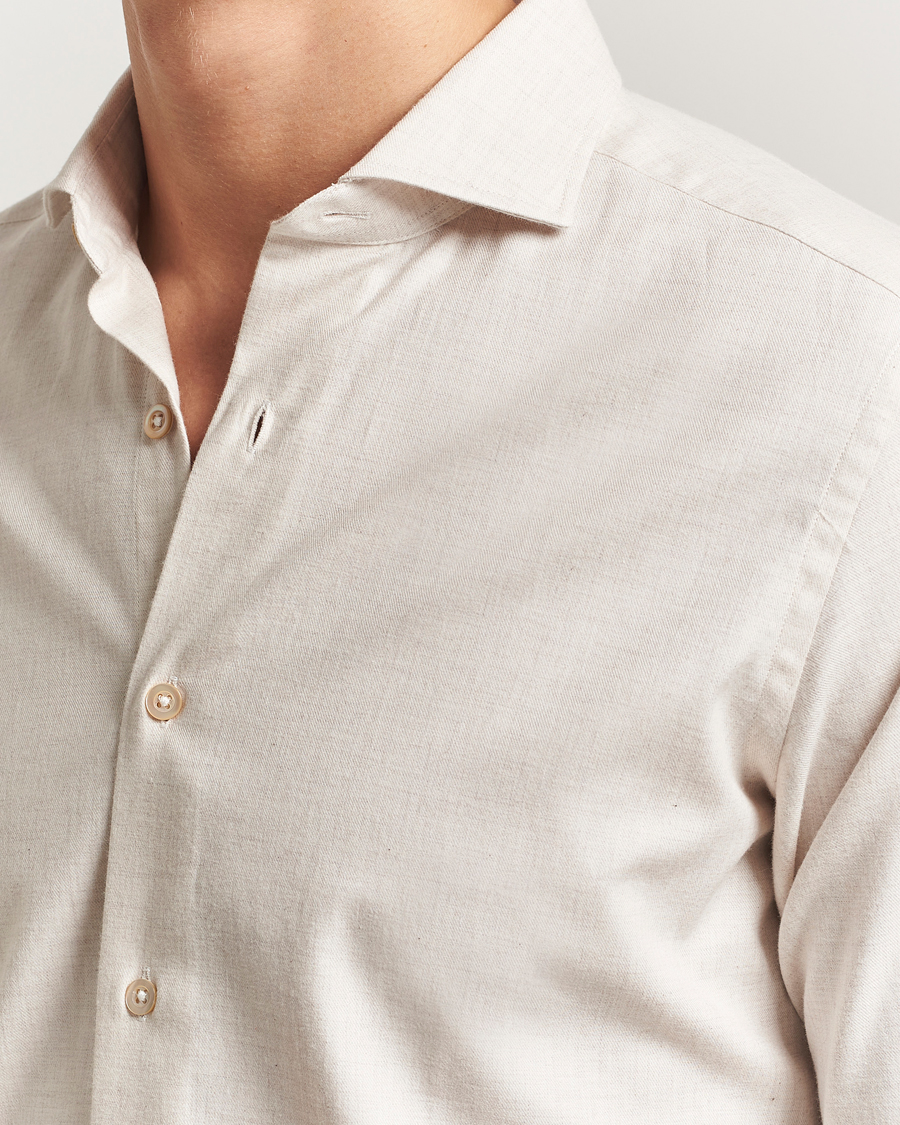 Herr | Skjortor | Grigio | Washed Flannel Shirt Light Beige