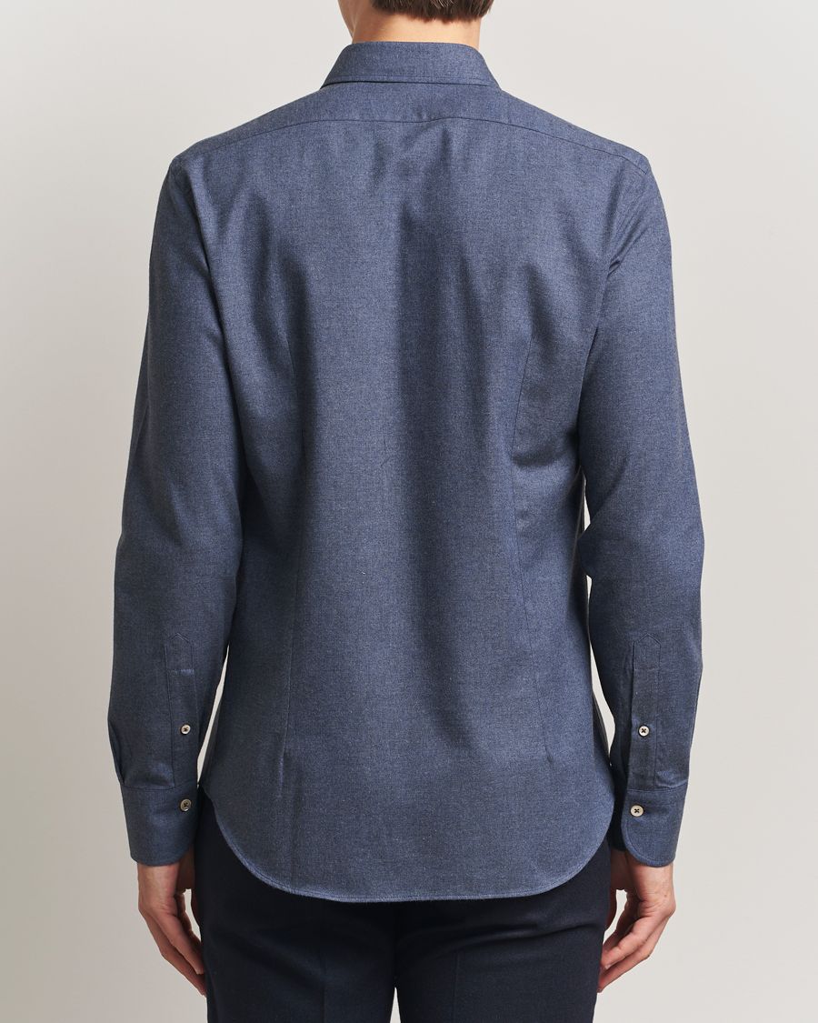 Herr | Skjortor | Grigio | Washed Flannel Shirt Dark Blue