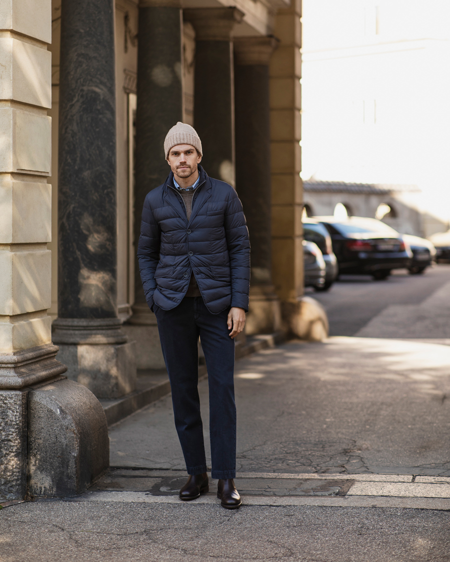 Herr | Jackor | Herno | Nylon Down Blazer Navy