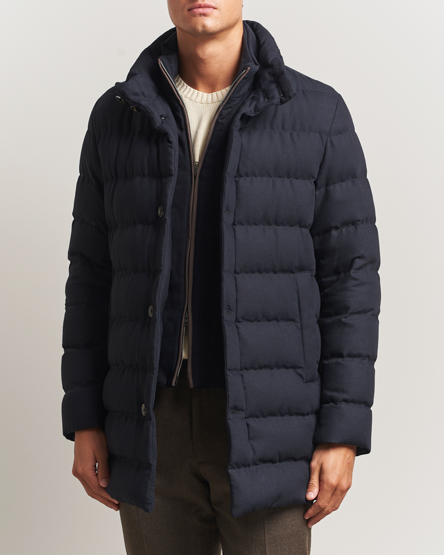 Herr | Jackor | Herno | Flannel Down Coat Navy