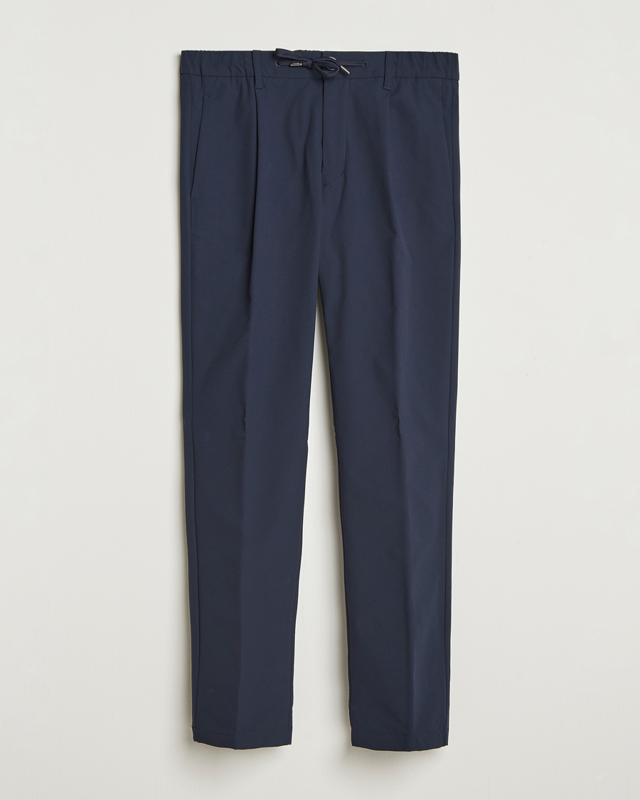Herr | Byxor | Herno | Pleated Technical Cotton Trousers Navy