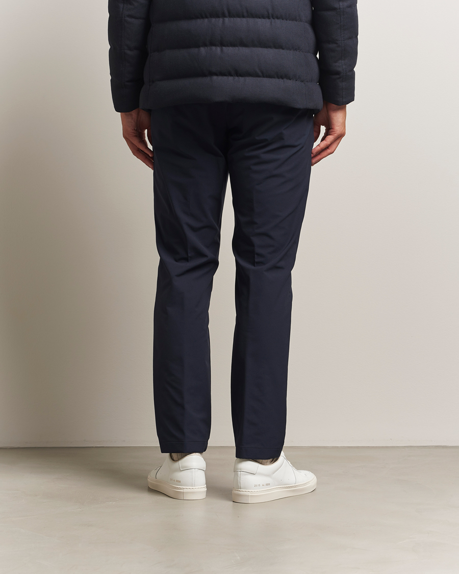 Herr | Byxor | Herno | Pleated Technical Cotton Trousers Navy