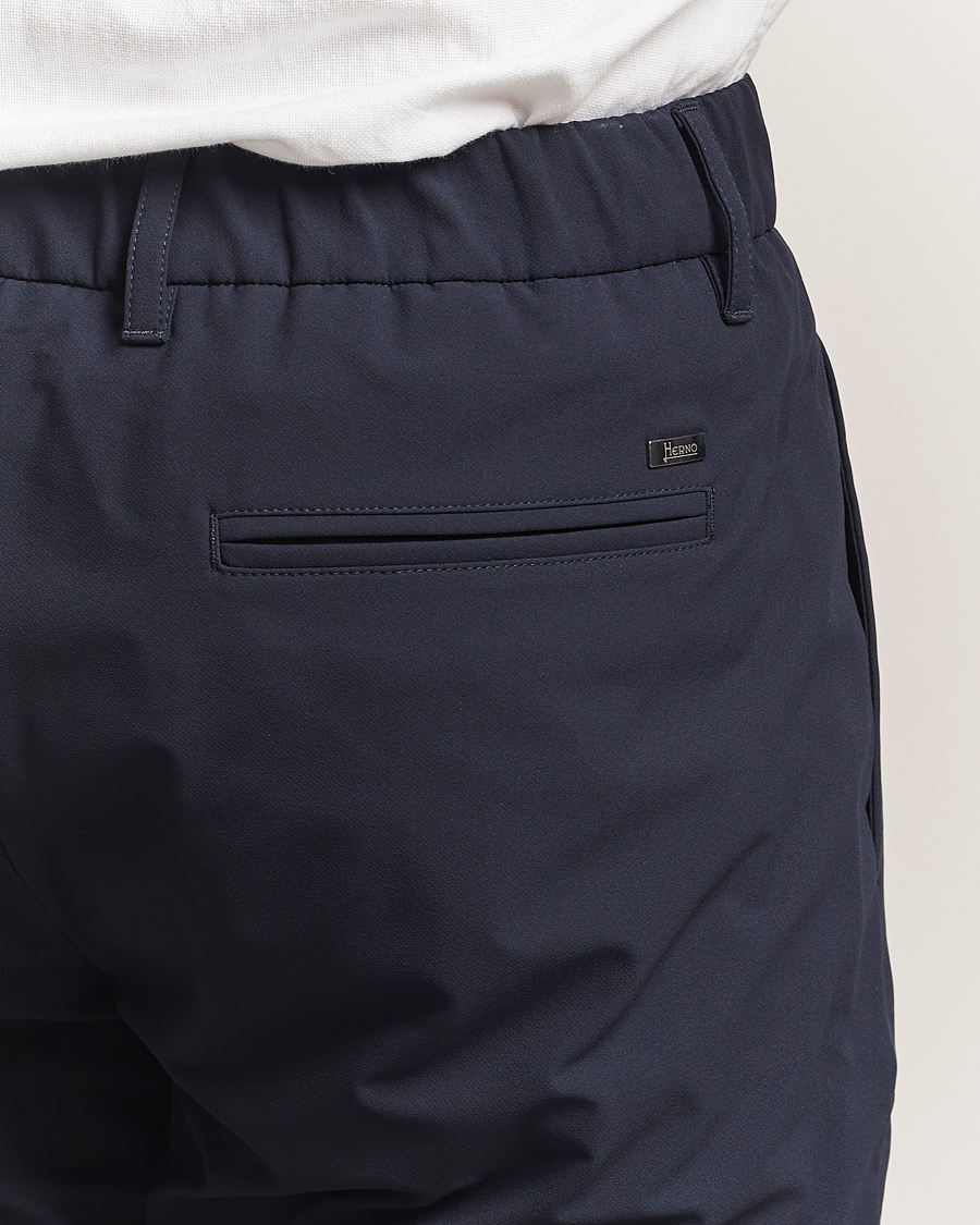 Herr | Byxor | Herno | Pleated Technical Cotton Trousers Navy