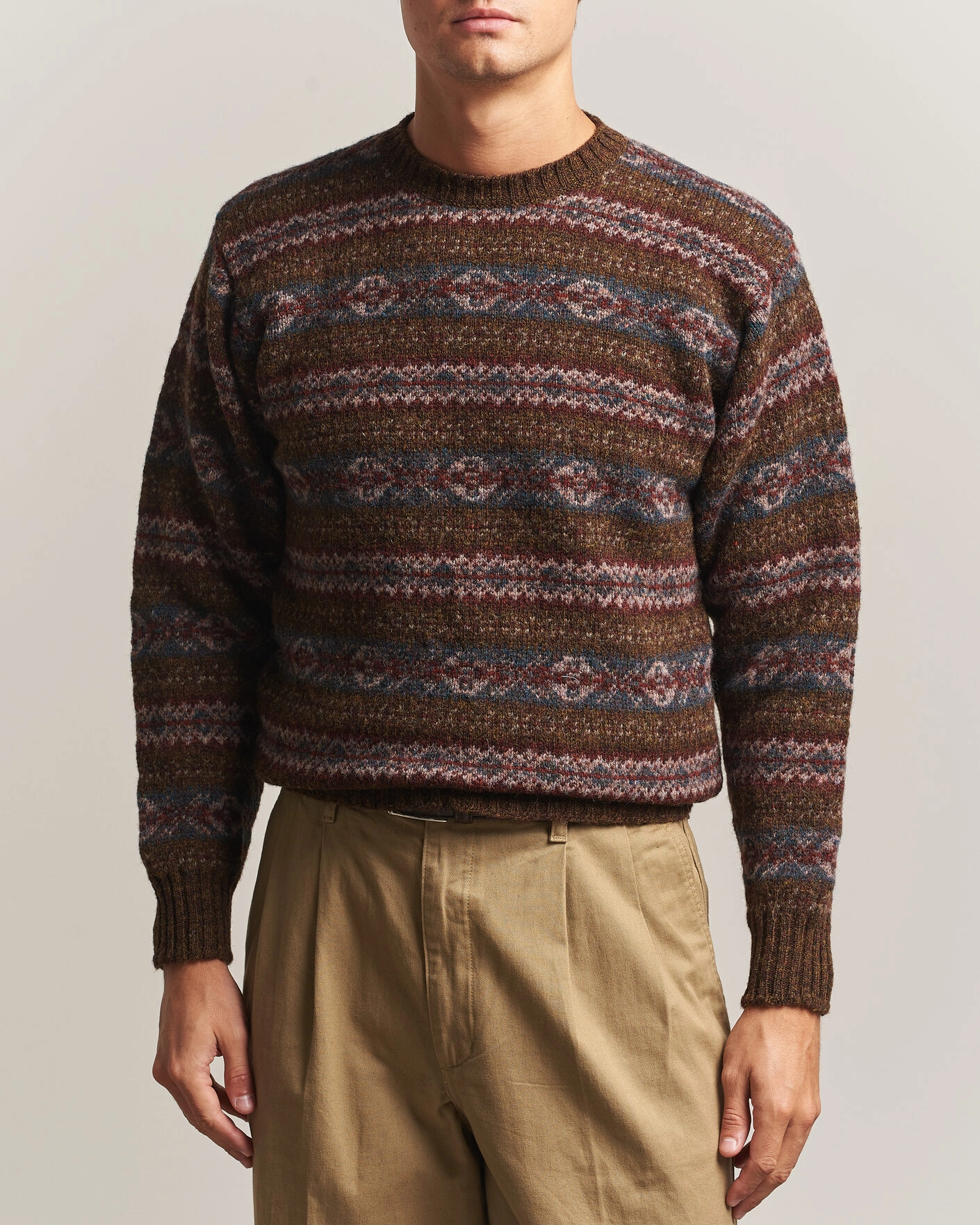 Herr | Tröjor | Jamieson's of Shetland | Jamiesons Of Shetland All Over Fair Isle Pullover Crew Neck Moss Green