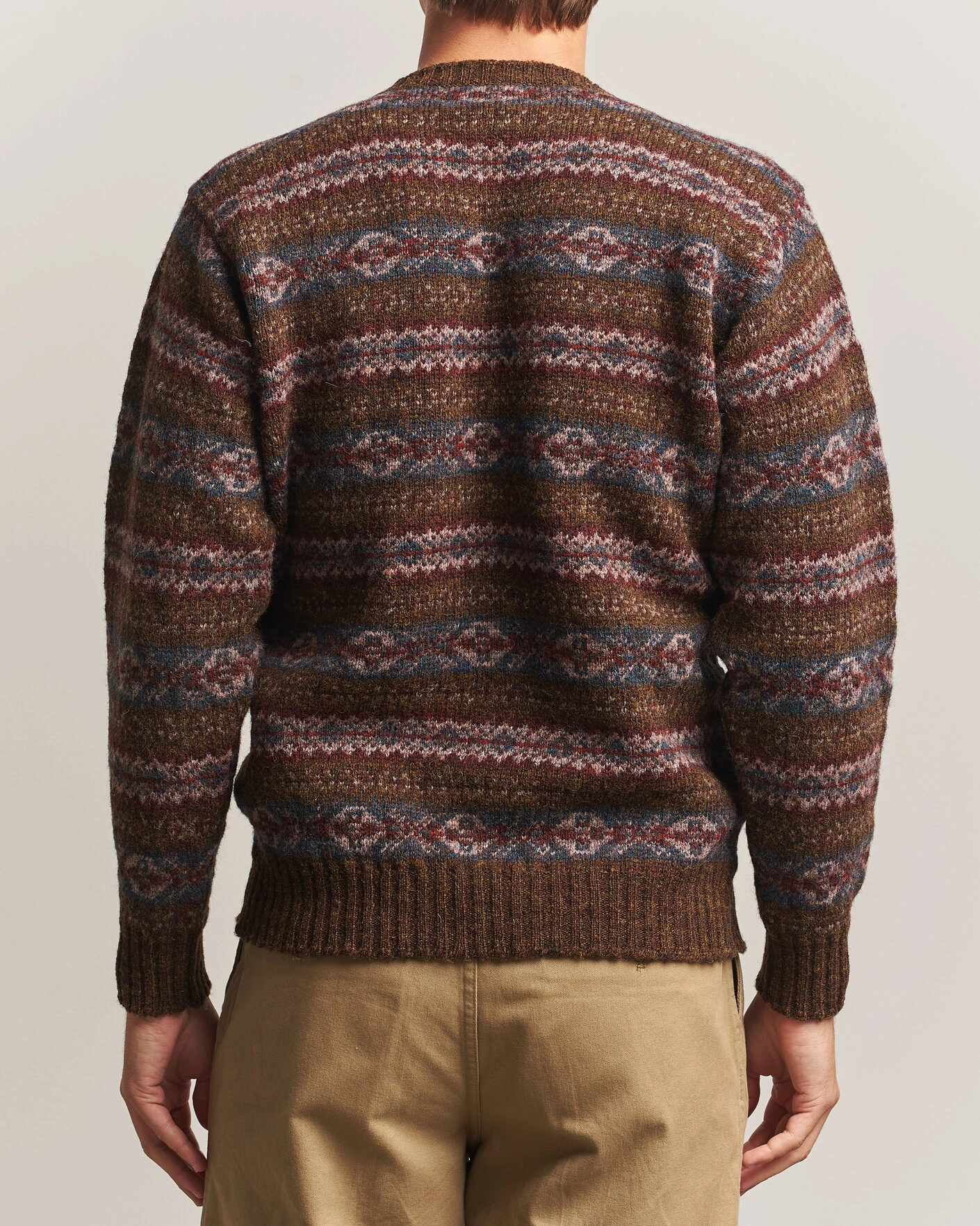 Herr | Tröjor | Jamieson's of Shetland | Jamiesons Of Shetland All Over Fair Isle Pullover Crew Neck Moss Green