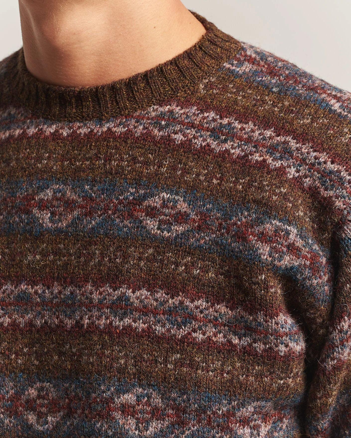 Herr | Tröjor | Jamieson's of Shetland | Jamiesons Of Shetland All Over Fair Isle Pullover Crew Neck Moss Green