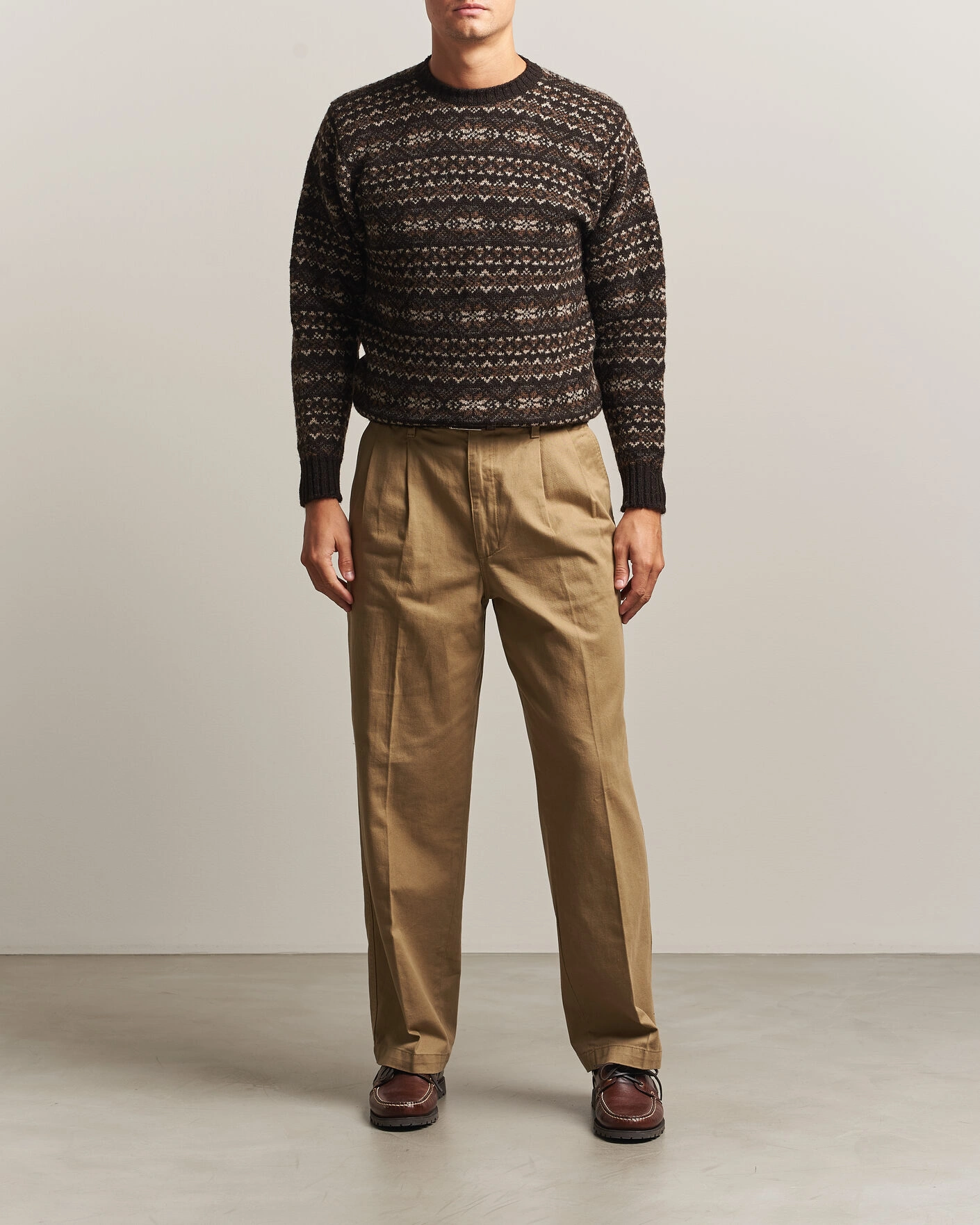 Herr | Tröjor | Jamieson's of Shetland | Jamiesons Of Shetland All Over Fair Isle Pullover Crew Neck Dark Brown