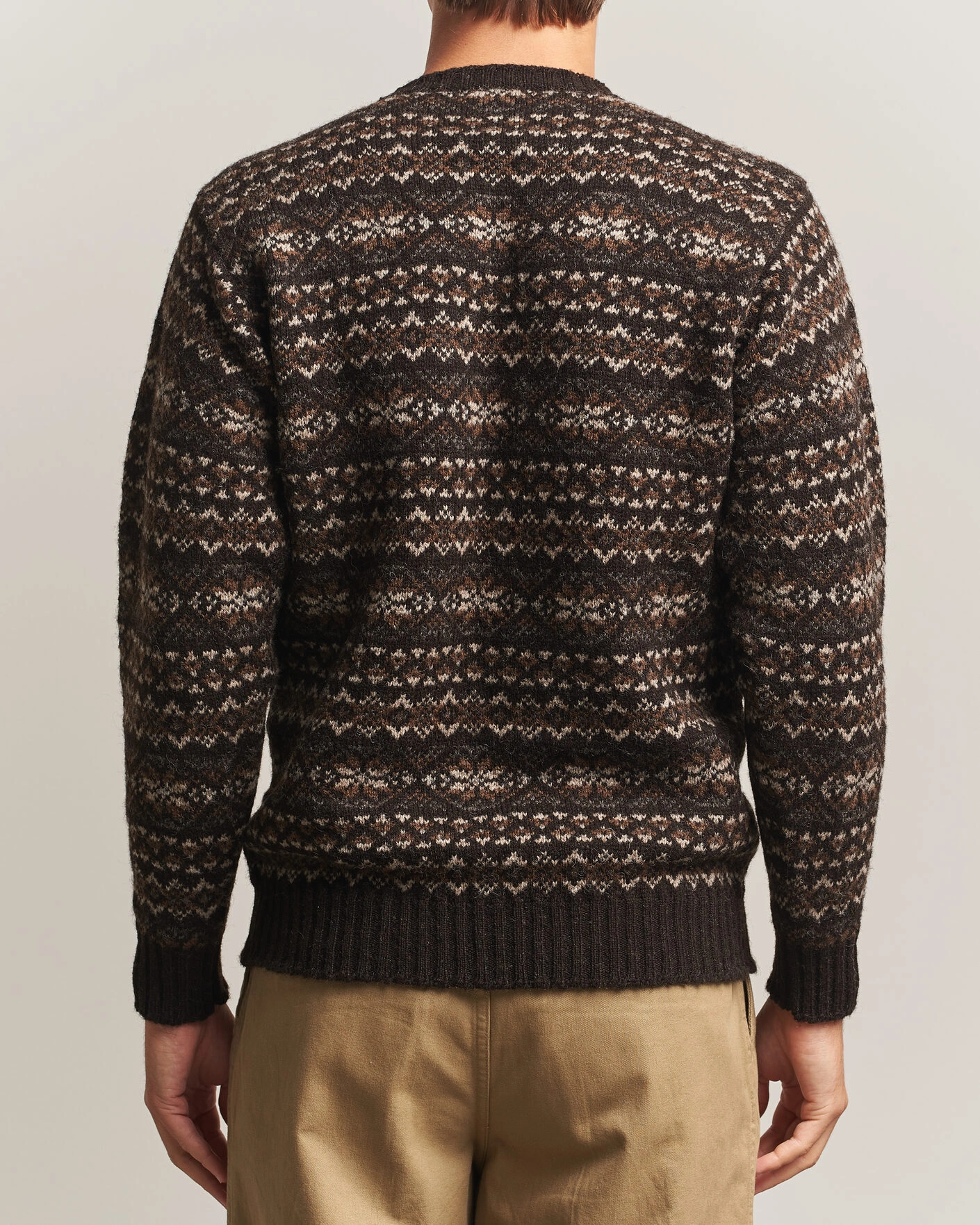Herr | Tröjor | Jamieson's of Shetland | Jamiesons Of Shetland All Over Fair Isle Pullover Crew Neck Dark Brown