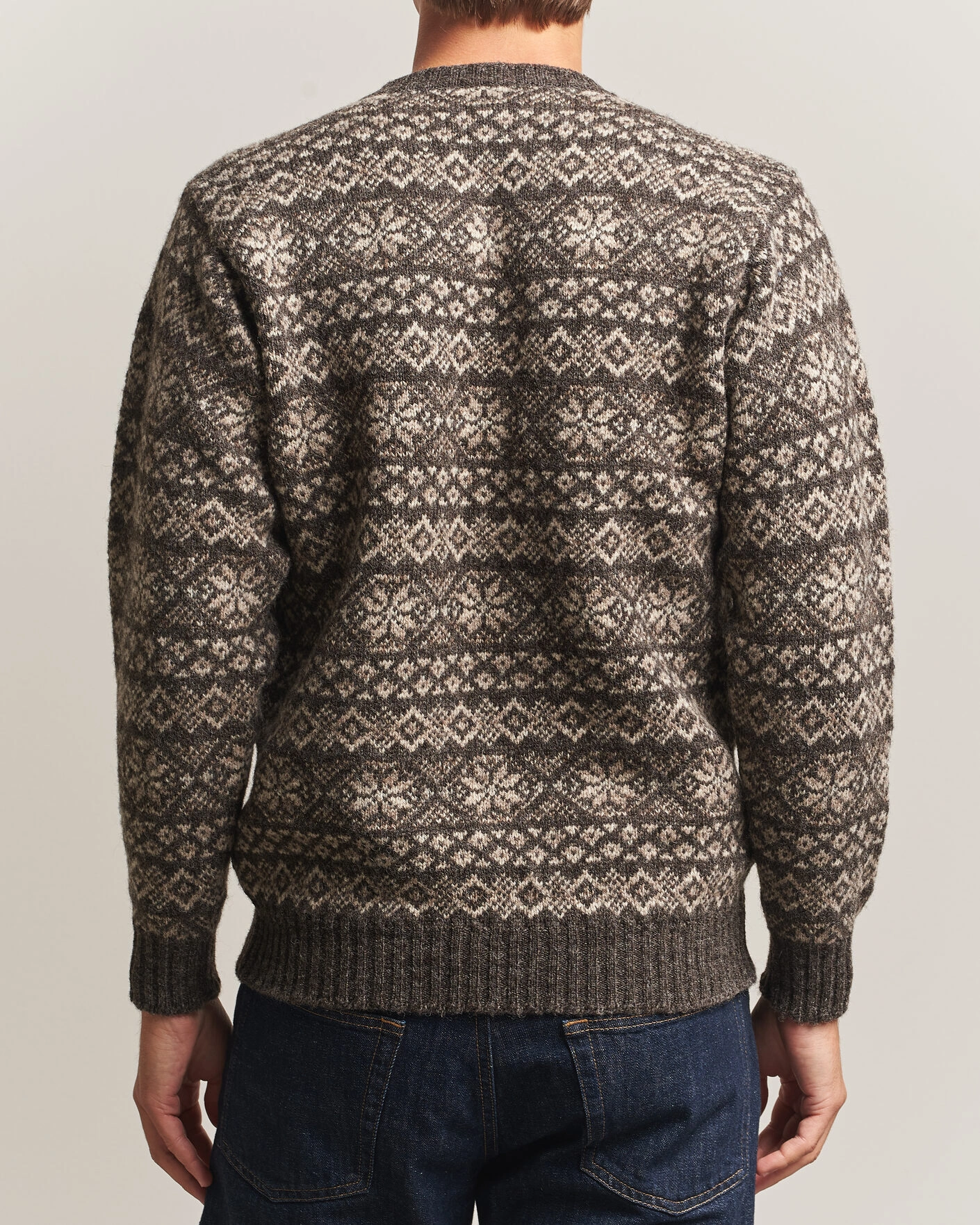 Herr | Tröjor | Jamieson's of Shetland | Jamiesons Of Shetland All Over Fair Isle Pullover Crew Neck Grey