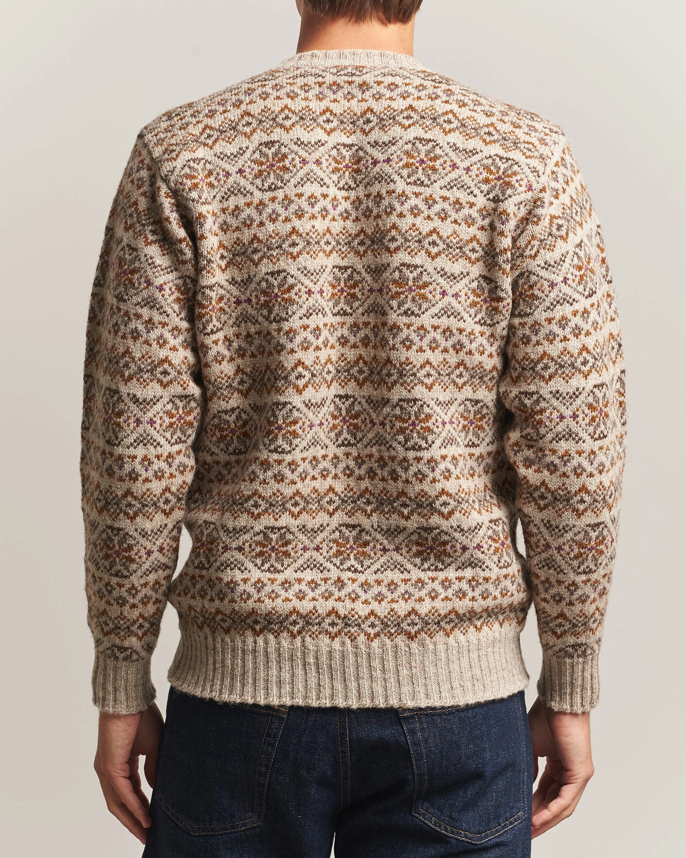 Herr | Tröjor | Jamieson's of Shetland | Jamiesons Of Shetland All Over Fair Isle Pullover Crew Neck Natural