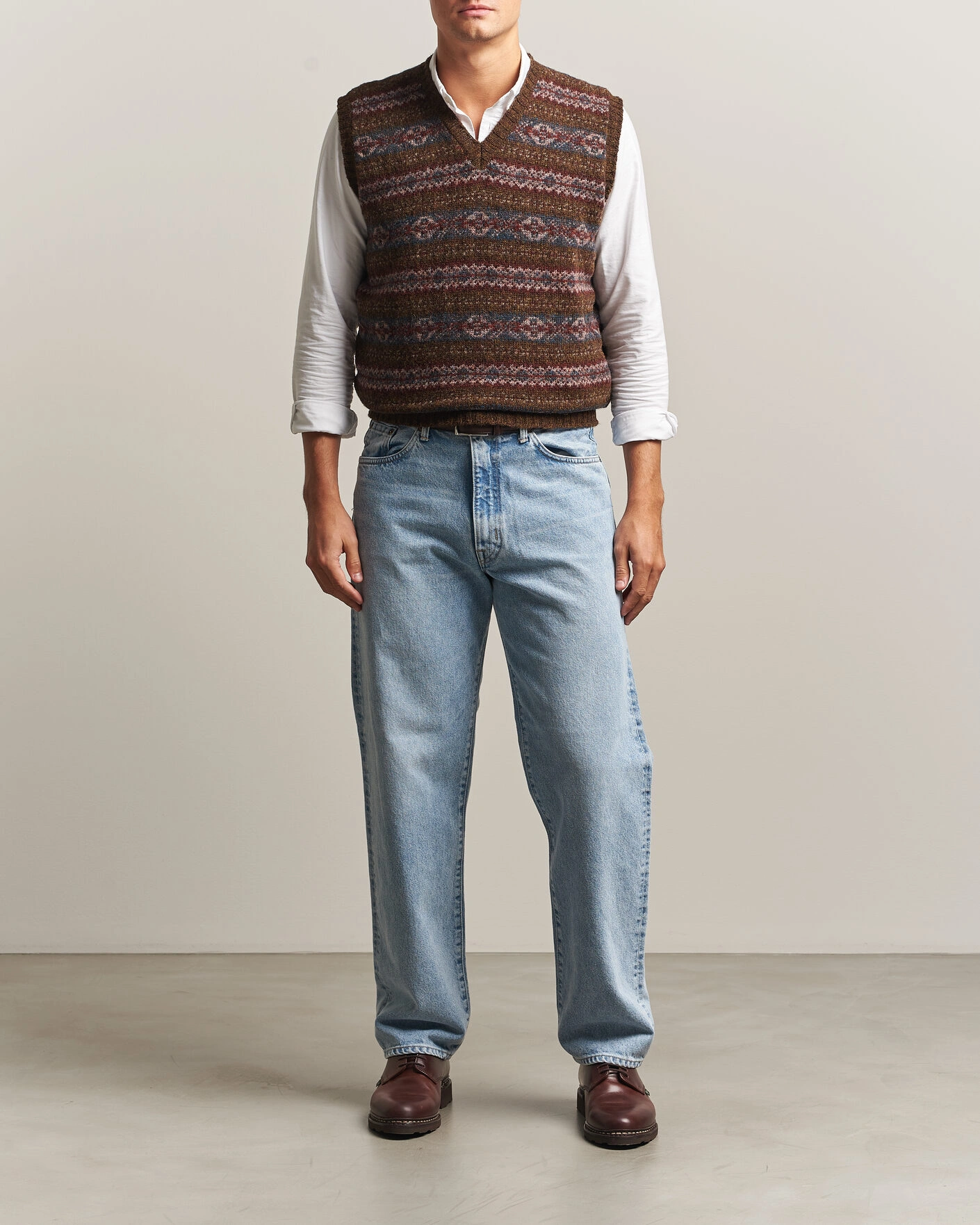 Herr | Tröjor | Jamieson's of Shetland | Jamiesons Of Shetland All Over Fair Isle Slipover Moss Green