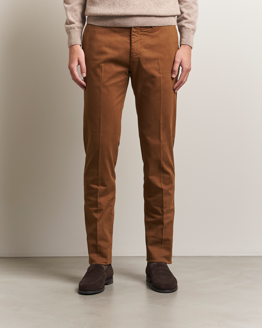 Herr | Byxor | Incotex | Slim Fit Cotton Stretch Chinos Brown