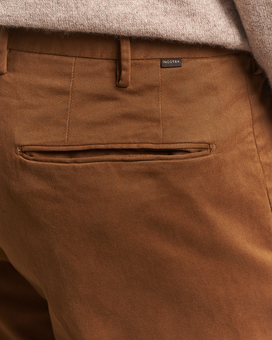 Herr | Byxor | Incotex | Slim Fit Cotton Stretch Chinos Brown