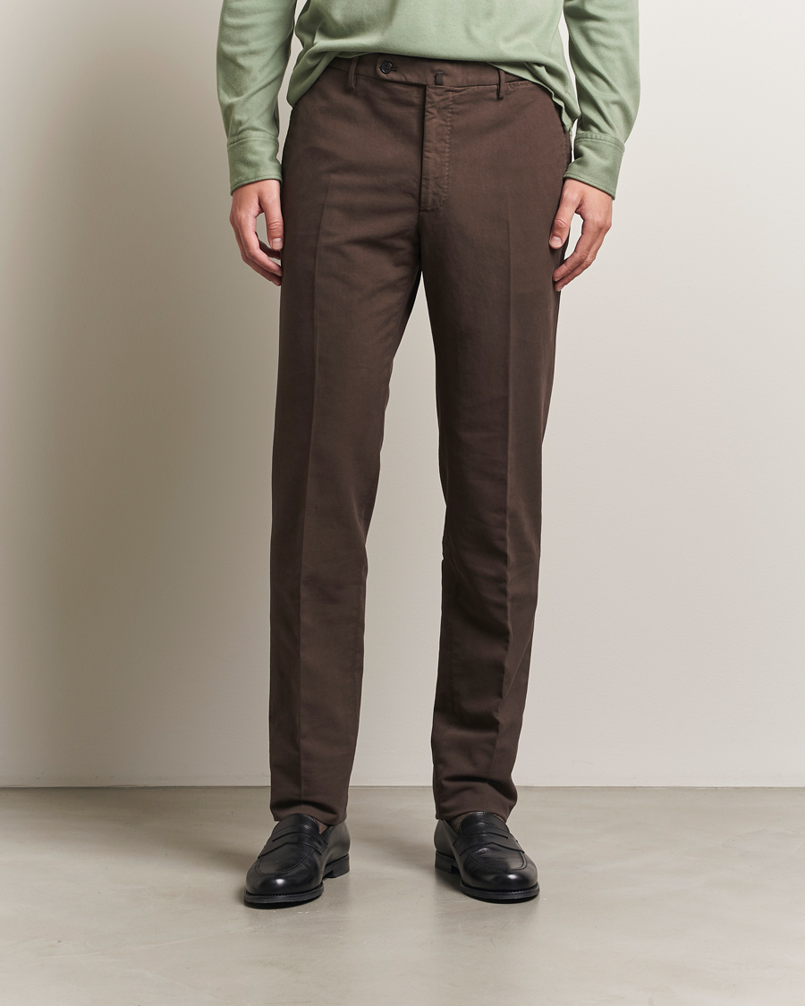 Herr | Byxor | Incotex | Regular Fit Cotton Stretch Chinos Dark Brown