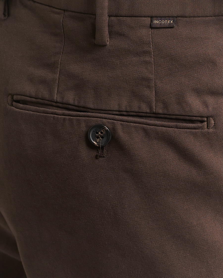 Herr | Byxor | Incotex | Regular Fit Cotton Stretch Chinos Dark Brown