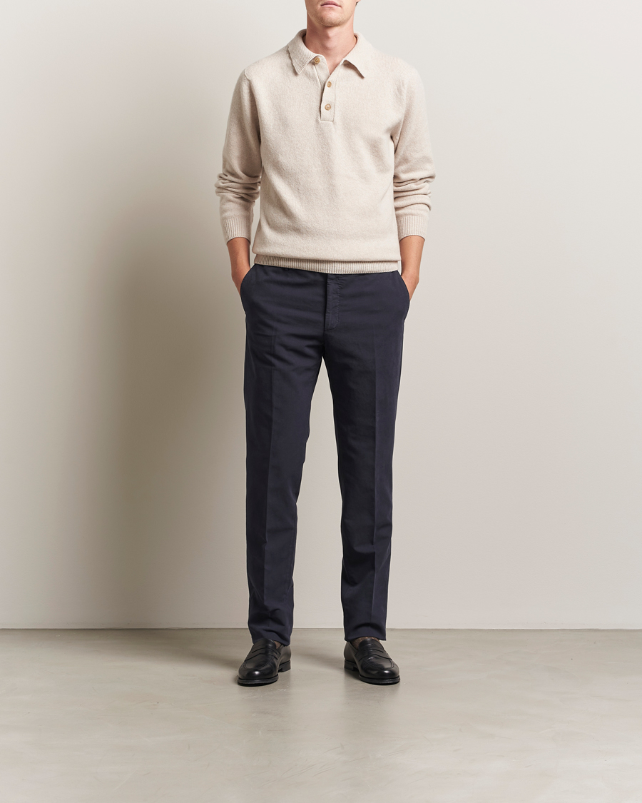 Herr | Byxor | Incotex | Regular Fit Cotton Stretch Chinos Navy