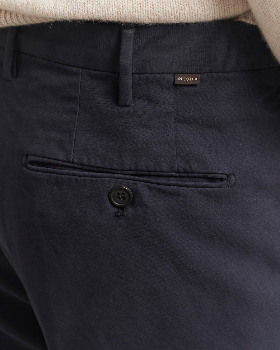 Herr | Byxor | Incotex | Regular Fit Cotton Stretch Chinos Navy