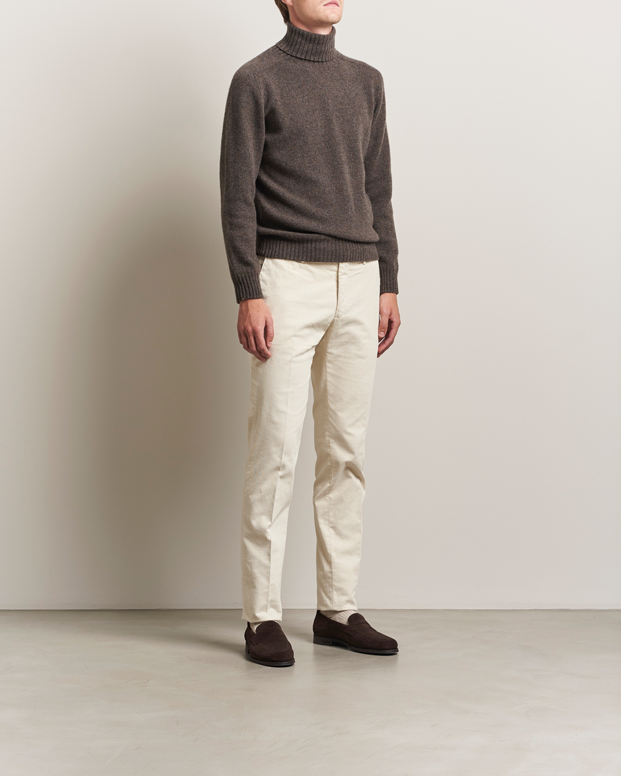 Herr | Byxor | Incotex | Slim Fit Baby Corduroy Trousers Off White