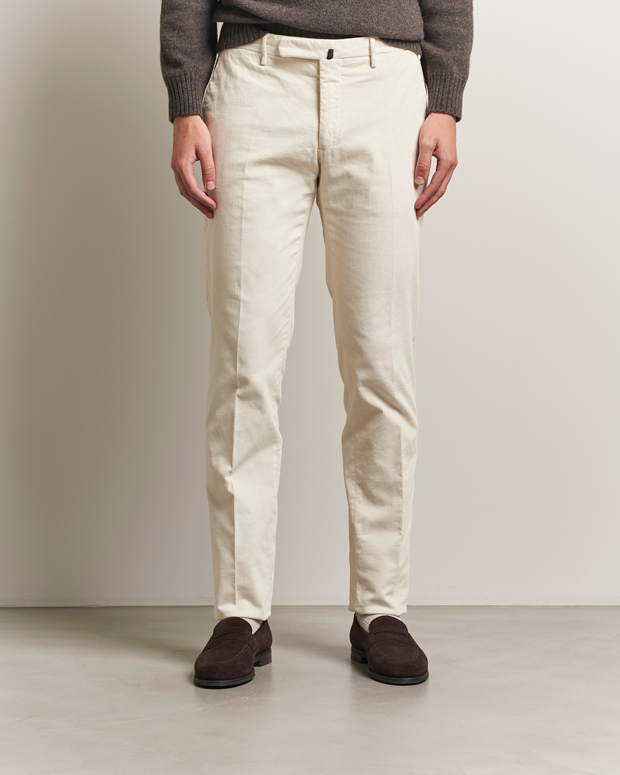Herr | Byxor | Incotex | Slim Fit Baby Corduroy Trousers Off White